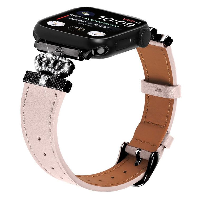 Rigtigt Fed Ægte Læder Universal Rem passer til Apple Smartwatch - Pink#serie_4