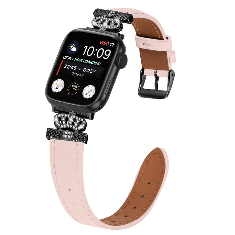 Rigtigt Fed Ægte Læder Universal Rem passer til Apple Smartwatch - Pink#serie_4
