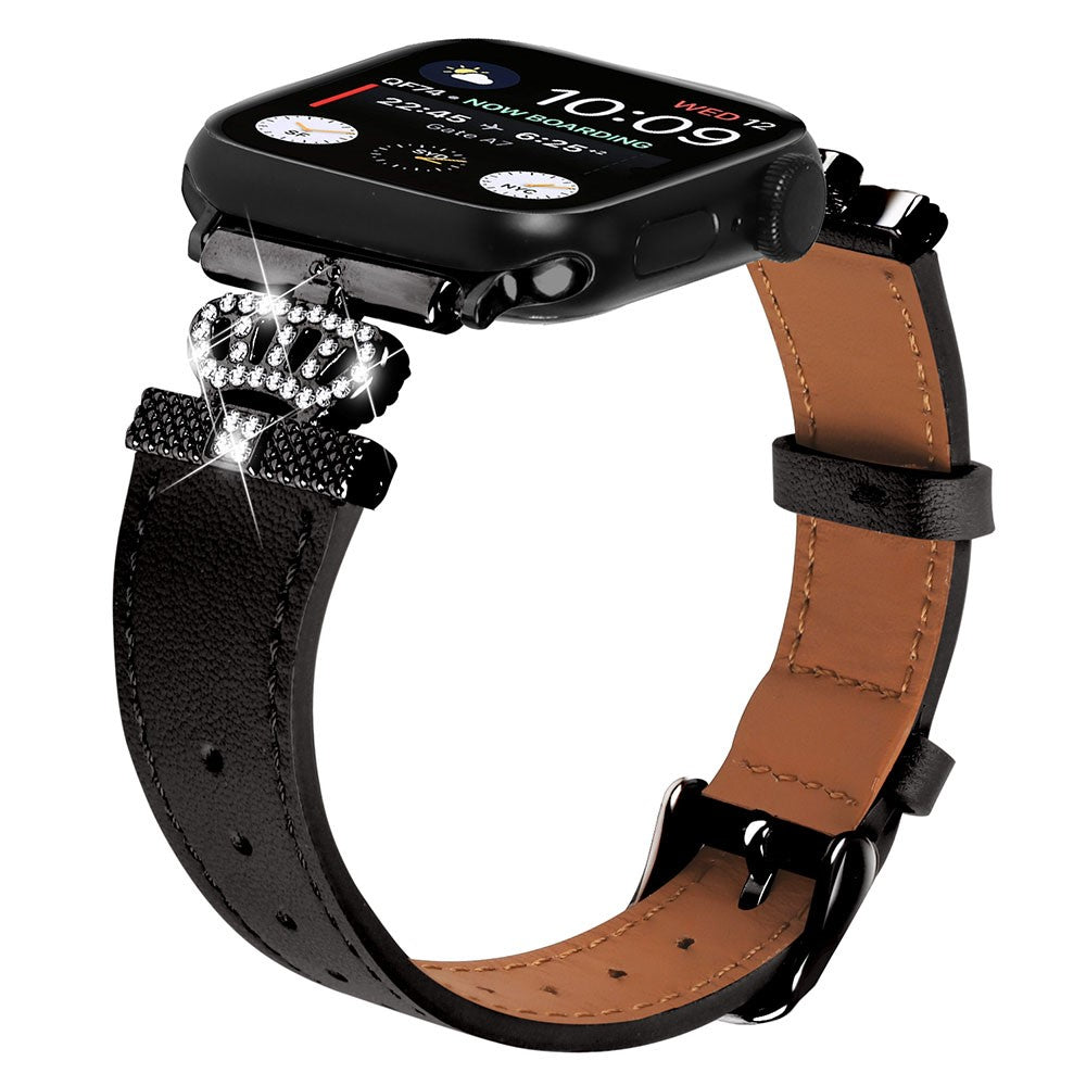 Meget Godt Ægte Læder Universal Rem passer til Apple Smartwatch - Sort#serie_1