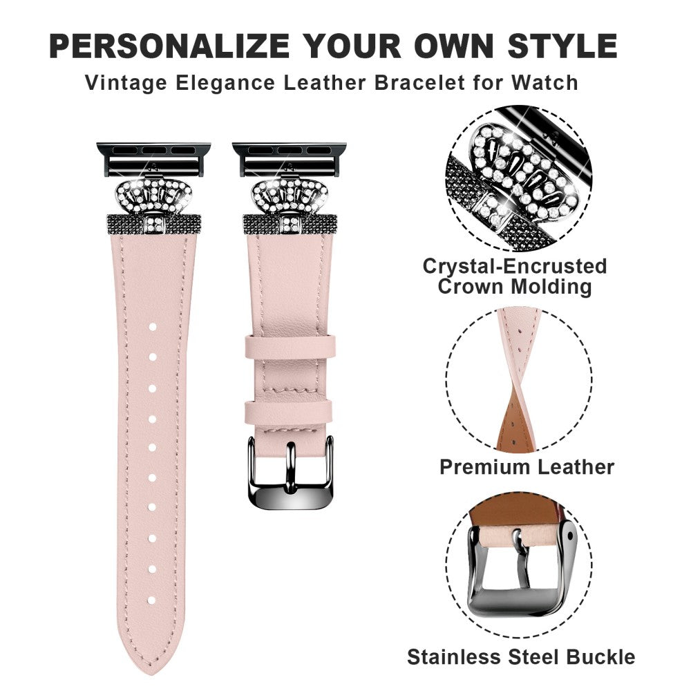 Meget Godt Ægte Læder Universal Rem passer til Apple Smartwatch - Pink#serie_4