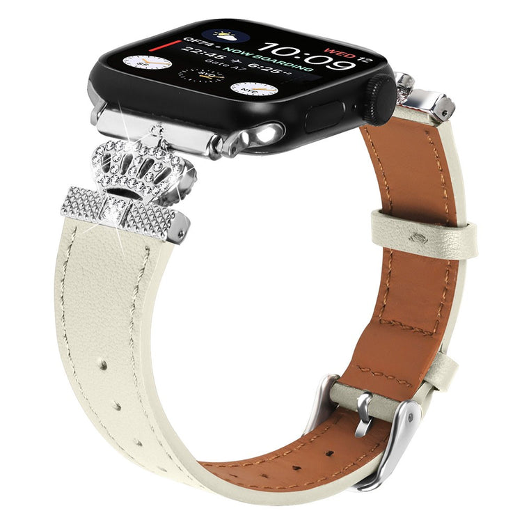 Super Skøn Ægte Læder Universal Rem passer til Apple Smartwatch - Hvid#serie_2