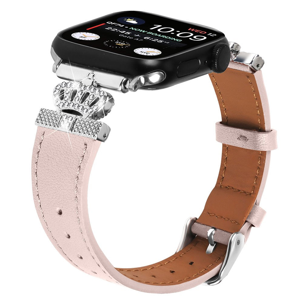 Super Skøn Ægte Læder Universal Rem passer til Apple Smartwatch - Pink#serie_4