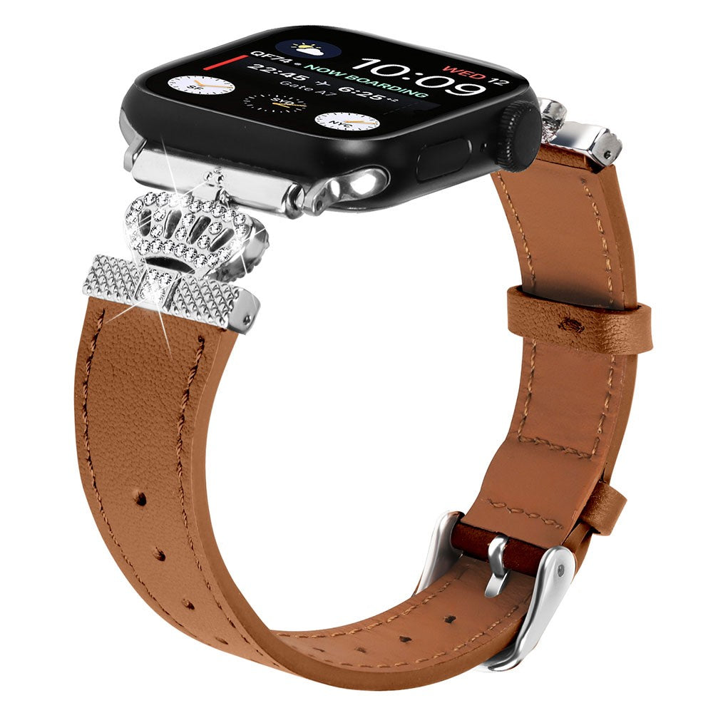 Smuk Ægte Læder Universal Rem passer til Apple Smartwatch - Brun#serie_3