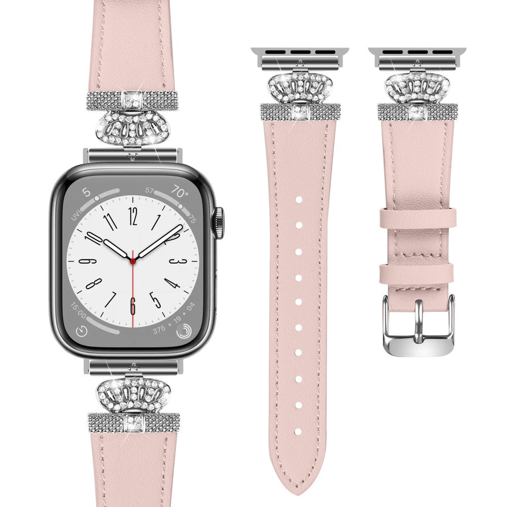 Smuk Ægte Læder Universal Rem passer til Apple Smartwatch - Pink#serie_4
