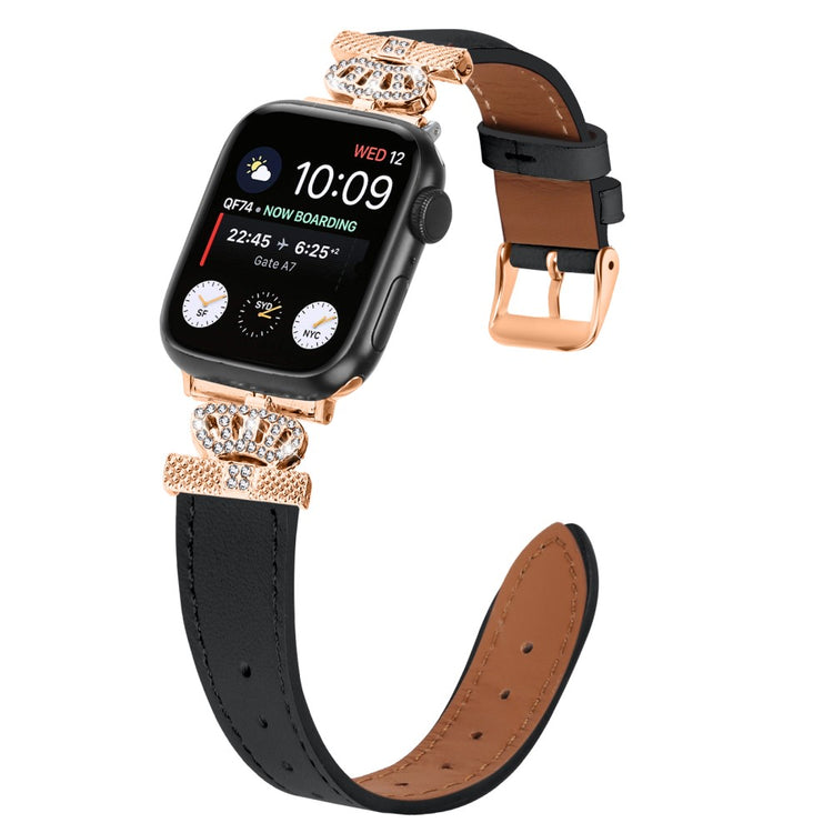 Mega Flot Ægte Læder Universal Rem passer til Apple Smartwatch - Sort#serie_1