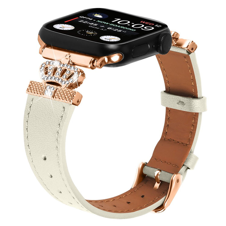 Mega Flot Ægte Læder Universal Rem passer til Apple Smartwatch - Hvid#serie_2