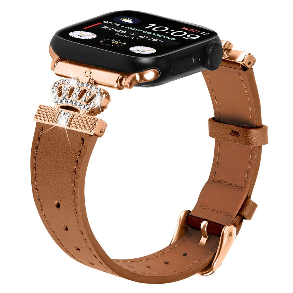 Mega Flot Ægte Læder Universal Rem passer til Apple Smartwatch - Brun#serie_3