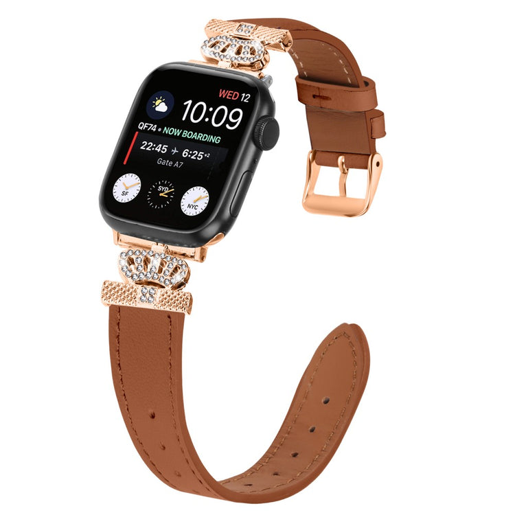 Mega Flot Ægte Læder Universal Rem passer til Apple Smartwatch - Brun#serie_3