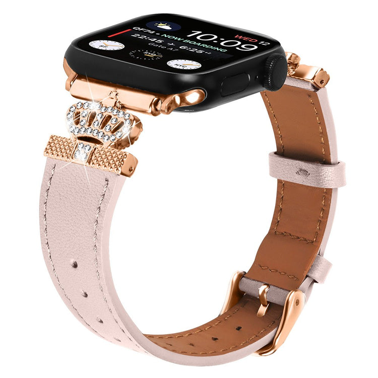 Mega Flot Ægte Læder Universal Rem passer til Apple Smartwatch - Pink#serie_4