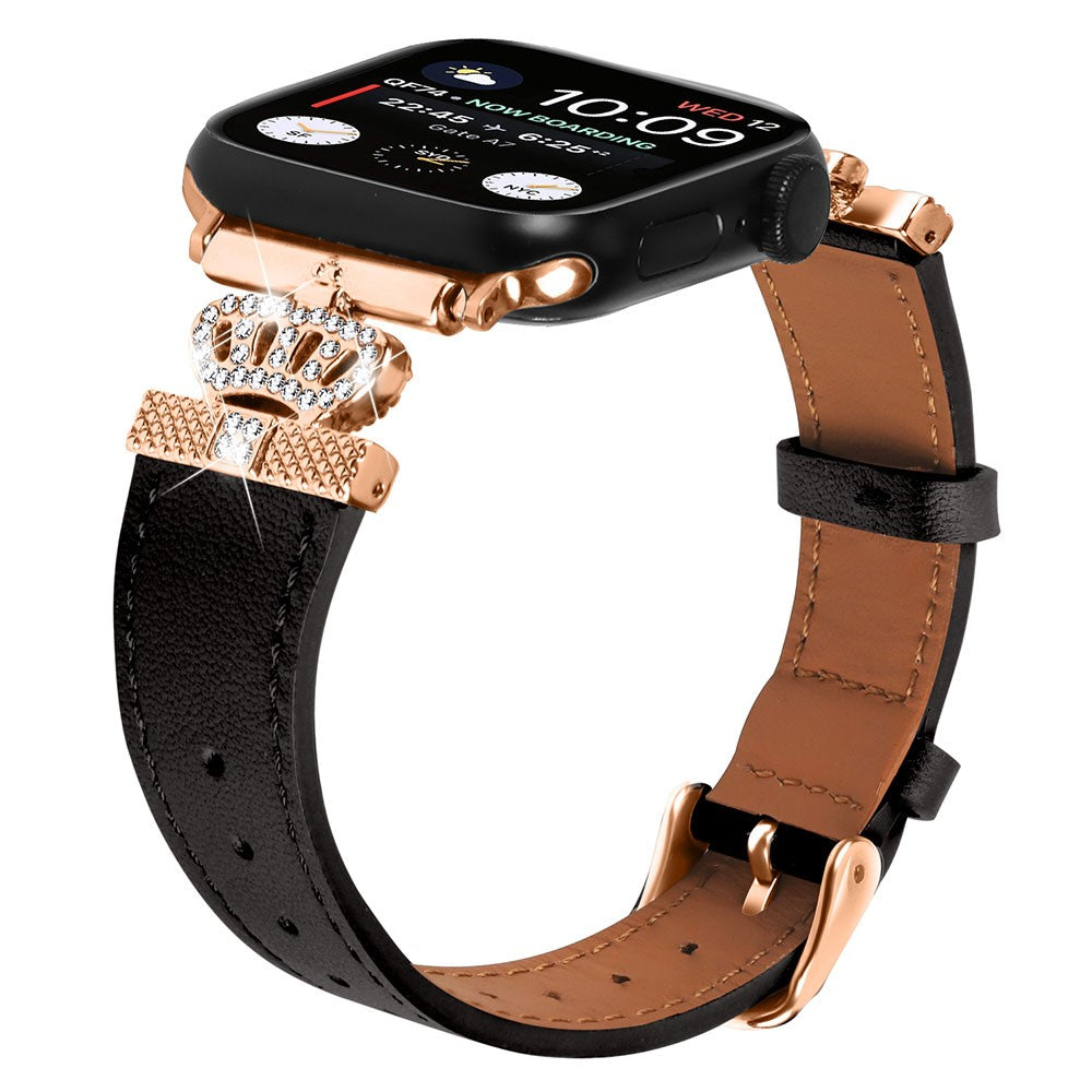 Vildt Pænt Ægte Læder Universal Rem passer til Apple Smartwatch - Sort#serie_1