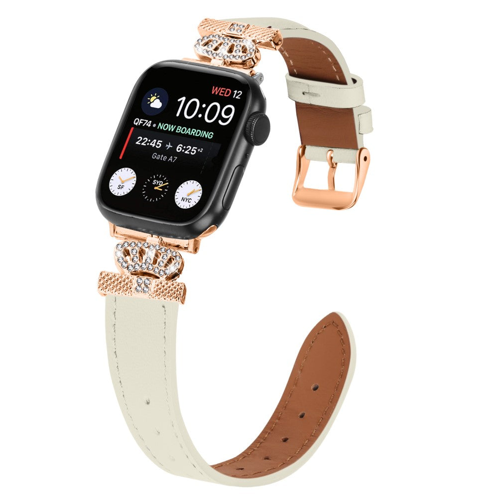 Vildt Pænt Ægte Læder Universal Rem passer til Apple Smartwatch - Hvid#serie_2