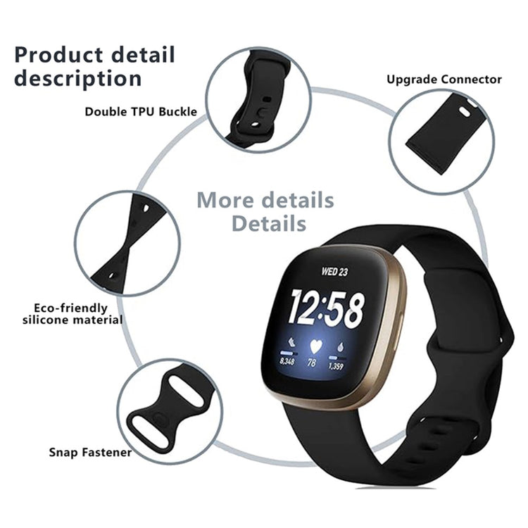 Super Smuk Silikone Universal Rem passer til Fitbit Smartwatch - Sort#serie_4