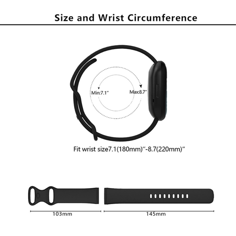 Helt Vildt Skøn Silikone Universal Rem passer til Fitbit Smartwatch - Sort#serie_4