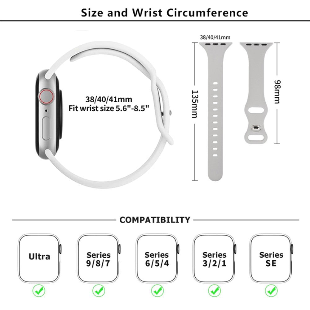 Meget Hårdfør Silikone Universal Rem passer til Apple Smartwatch - Blå#serie_3