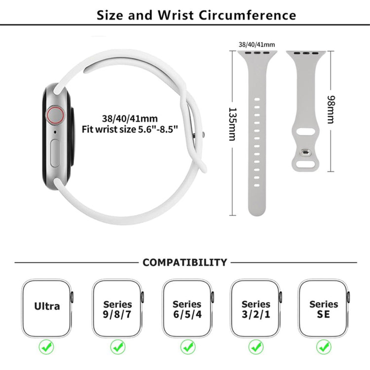 Meget Hårdfør Silikone Universal Rem passer til Apple Smartwatch - Sort#serie_4