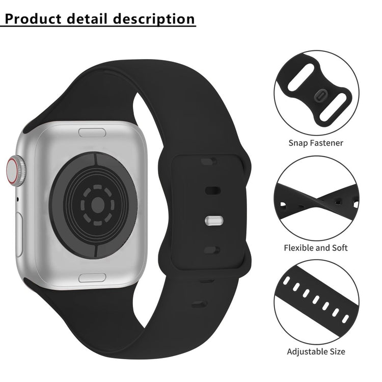 Rigtigt Fint Silikone Universal Rem passer til Apple Smartwatch - Sort#serie_5