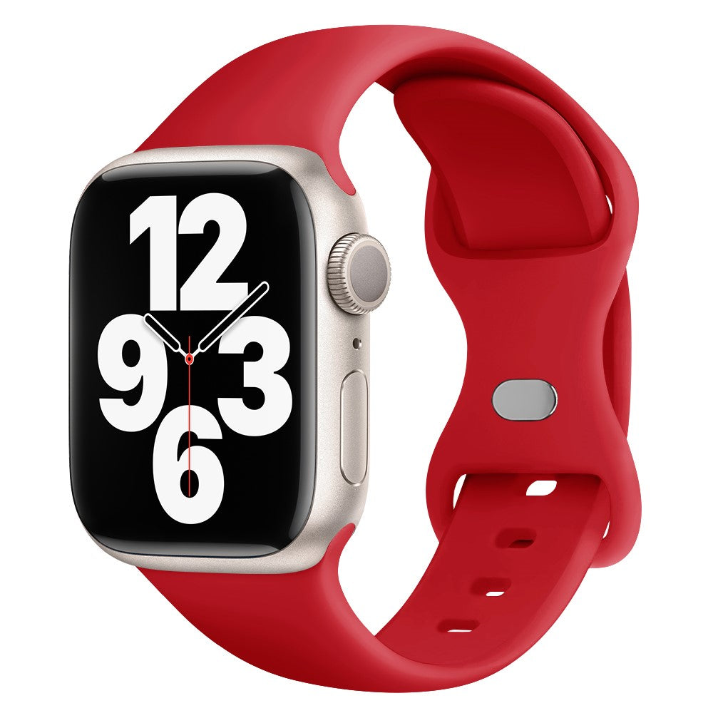 Rigtigt Fint Silikone Universal Rem passer til Apple Smartwatch - Rød#serie_8