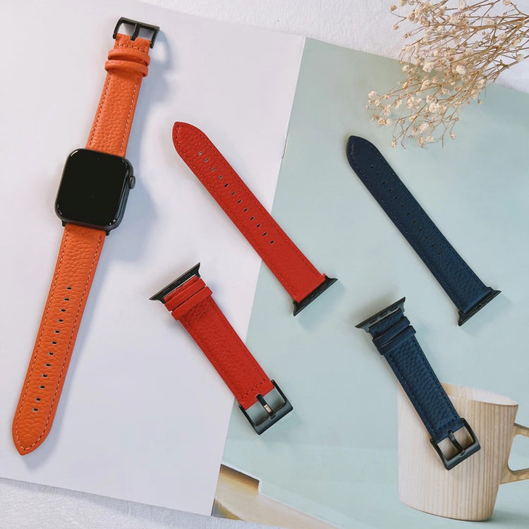 Holdbart Ægte Læder Universal Rem passer til Apple Smartwatch - Sort#serie_1