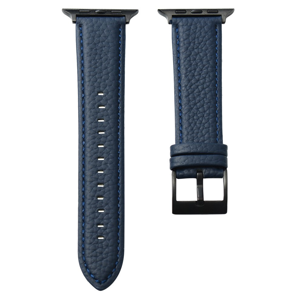 Holdbart Ægte Læder Universal Rem passer til Apple Smartwatch - Blå#serie_3