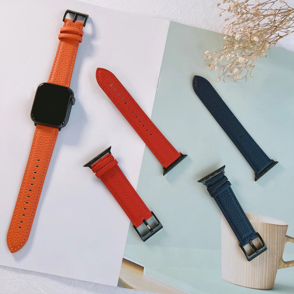 Holdbart Ægte Læder Universal Rem passer til Apple Smartwatch - Rød#serie_5