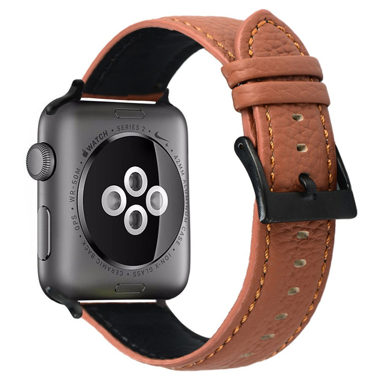 Holdbart Ægte Læder Universal Rem passer til Apple Smartwatch - Brun#serie_6