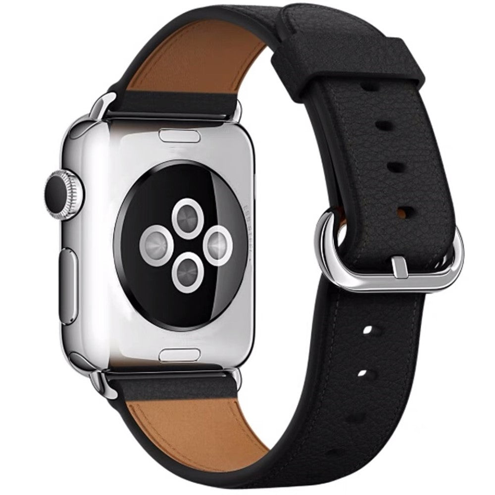 Super Sejt Ægte Læder Universal Rem passer til Apple Smartwatch - Sort#serie_1