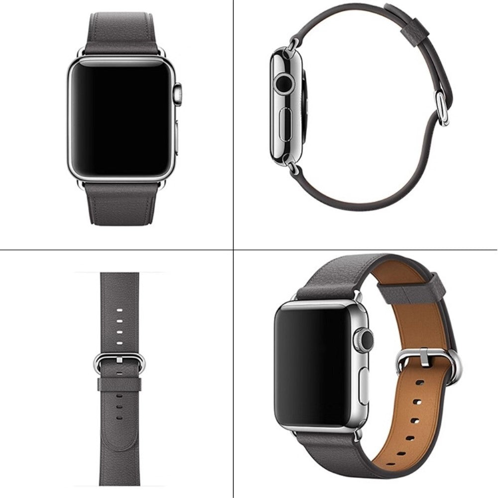 Super Sejt Ægte Læder Universal Rem passer til Apple Smartwatch - Sølv#serie_4