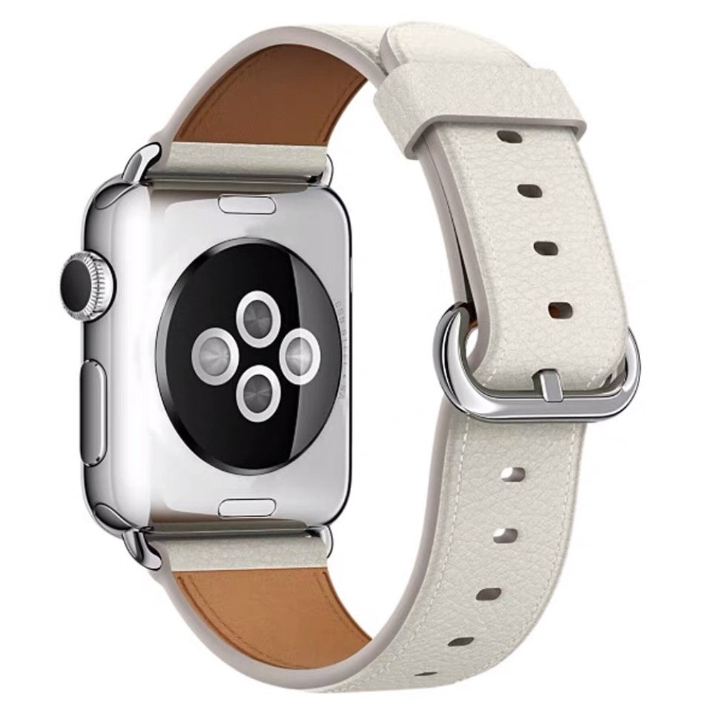 Super Sejt Ægte Læder Universal Rem passer til Apple Smartwatch - Hvid#serie_5