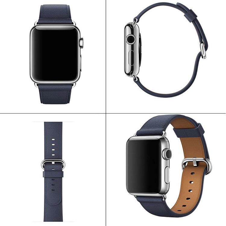 Super Sejt Ægte Læder Universal Rem passer til Apple Smartwatch - Blå#serie_8