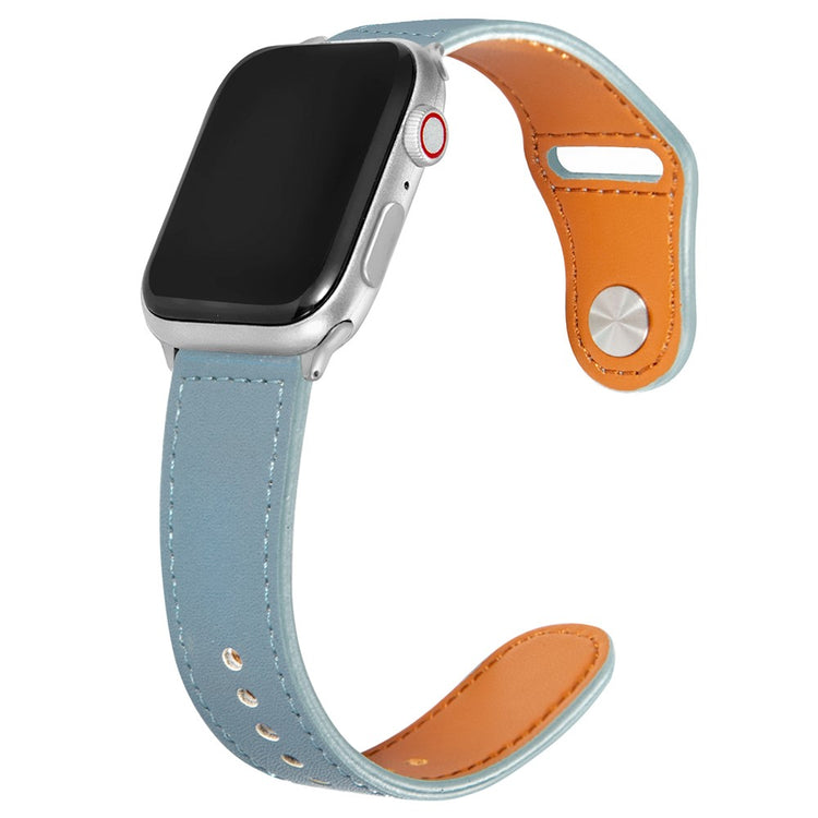 Mega Sejt Ægte Læder Universal Rem passer til Apple Smartwatch - Blå#serie_3