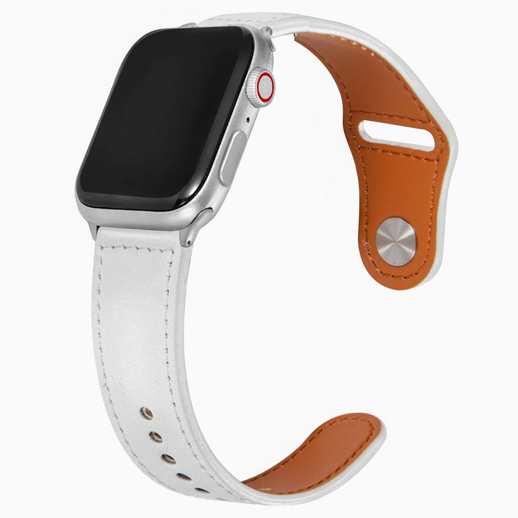Mega Sejt Ægte Læder Universal Rem passer til Apple Smartwatch - Hvid#serie_4