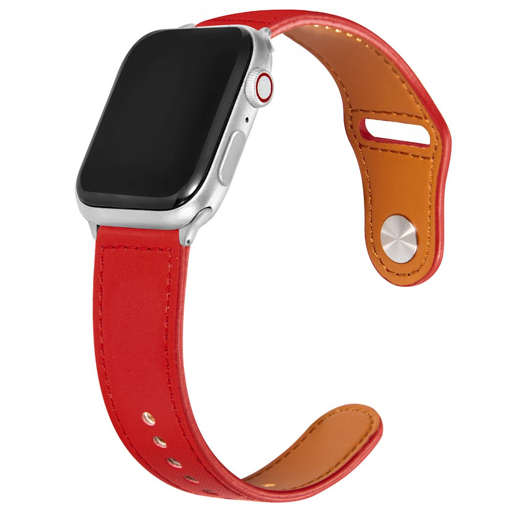 Mega Sejt Ægte Læder Universal Rem passer til Apple Smartwatch - Rød#serie_5