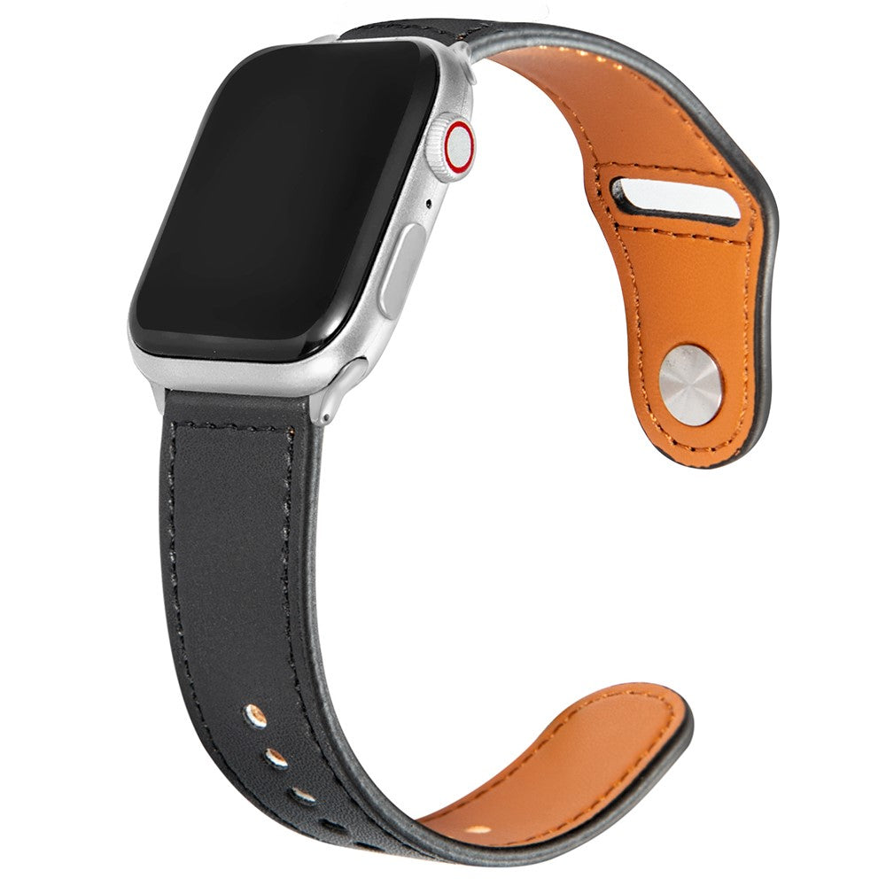 Mega Sejt Ægte Læder Universal Rem passer til Apple Smartwatch - Sort#serie_6