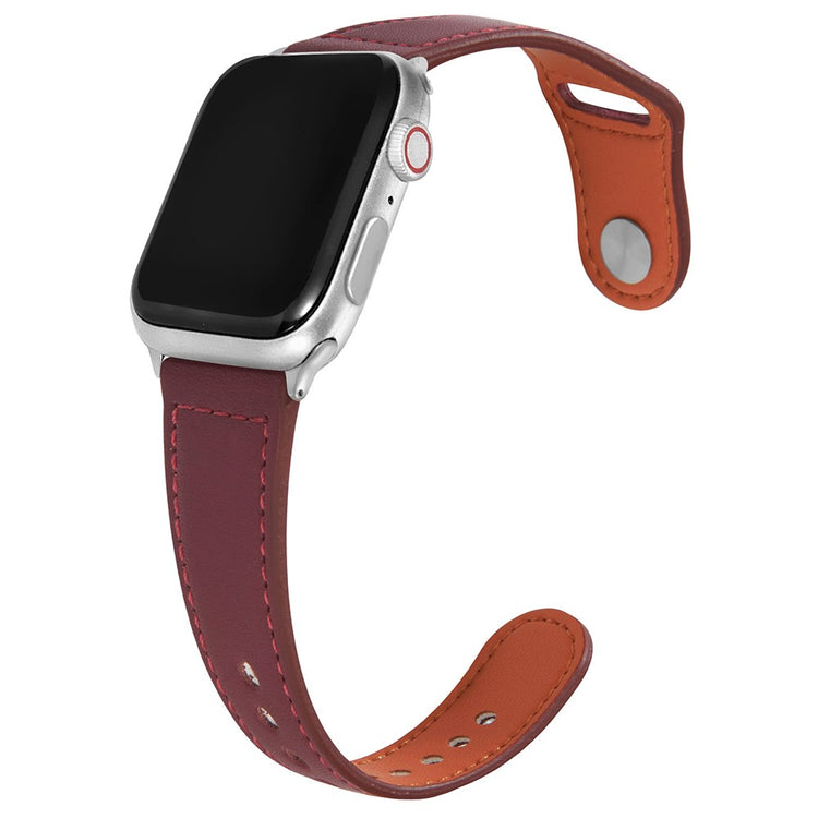 Mega Sejt Ægte Læder Universal Rem passer til Apple Smartwatch - Rød#serie_7