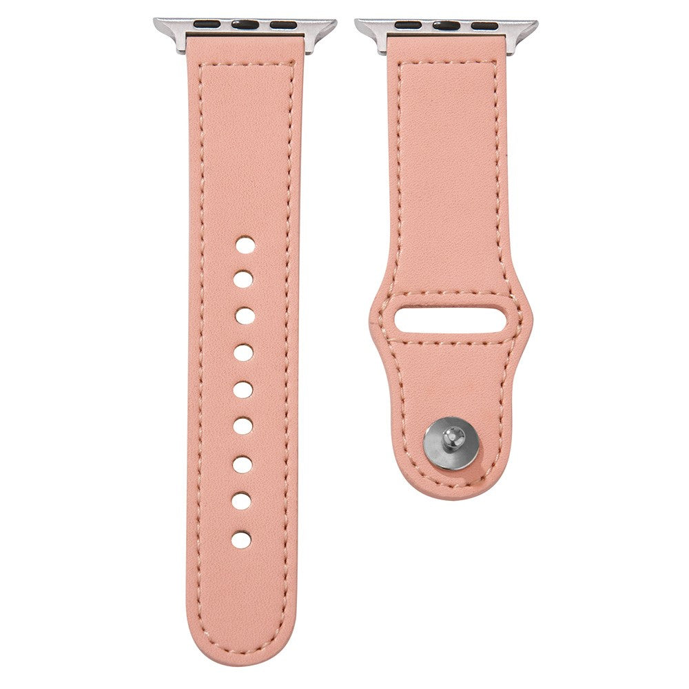Mega Sejt Ægte Læder Universal Rem passer til Apple Smartwatch - Pink#serie_8