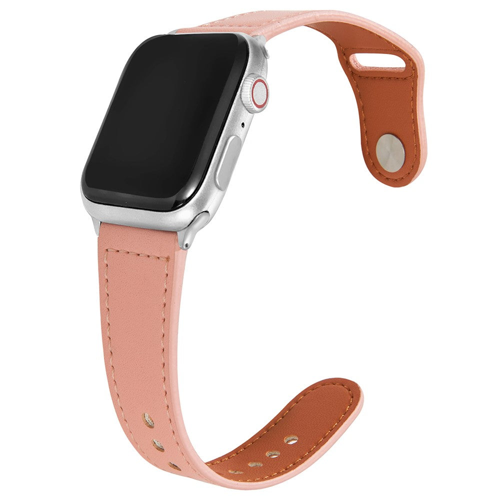 Mega Sejt Ægte Læder Universal Rem passer til Apple Smartwatch - Pink#serie_8