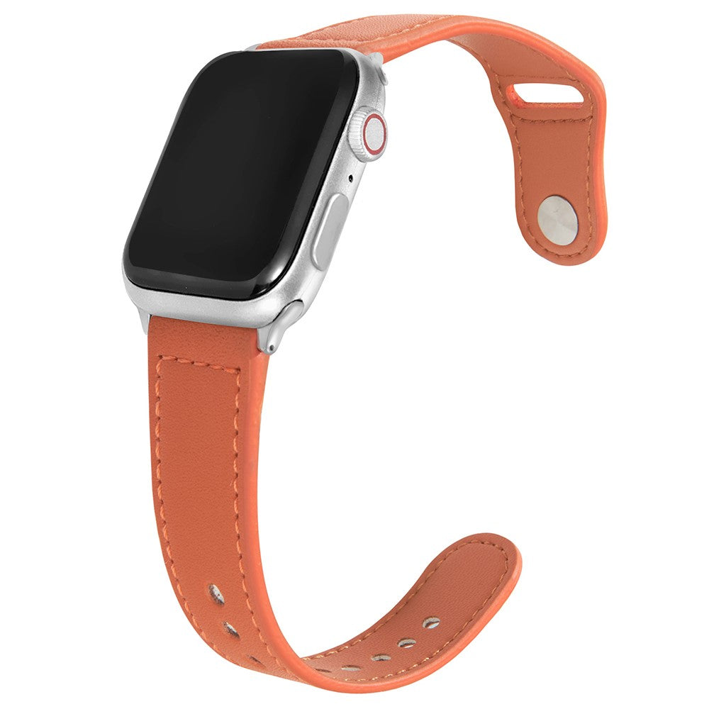 Mega Sejt Ægte Læder Universal Rem passer til Apple Smartwatch - Orange#serie_9