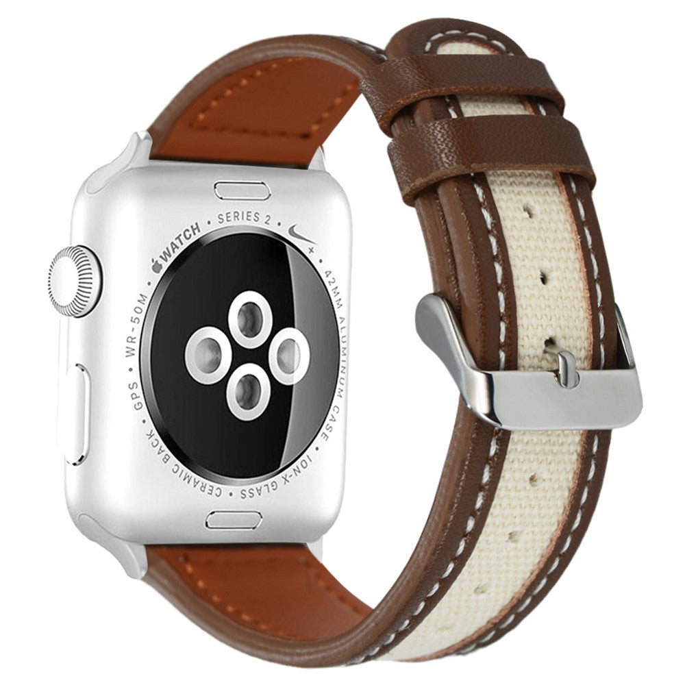 Flot Ægte Læder Universal Rem passer til Apple Smartwatch - Brun#serie_1