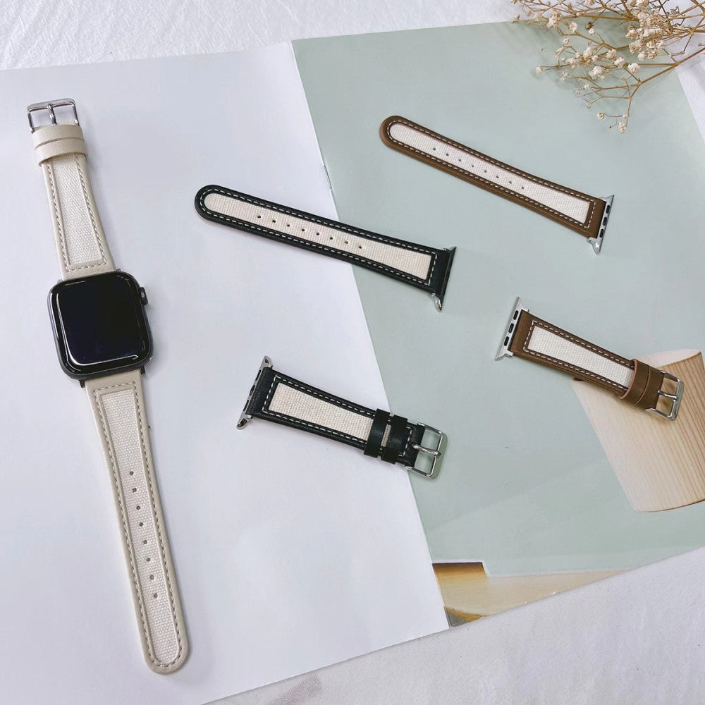 Flot Ægte Læder Universal Rem passer til Apple Smartwatch - Hvid#serie_2