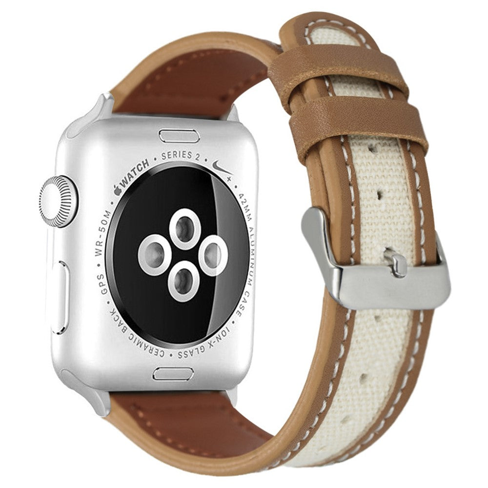Flot Ægte Læder Universal Rem passer til Apple Smartwatch - Brun#serie_4