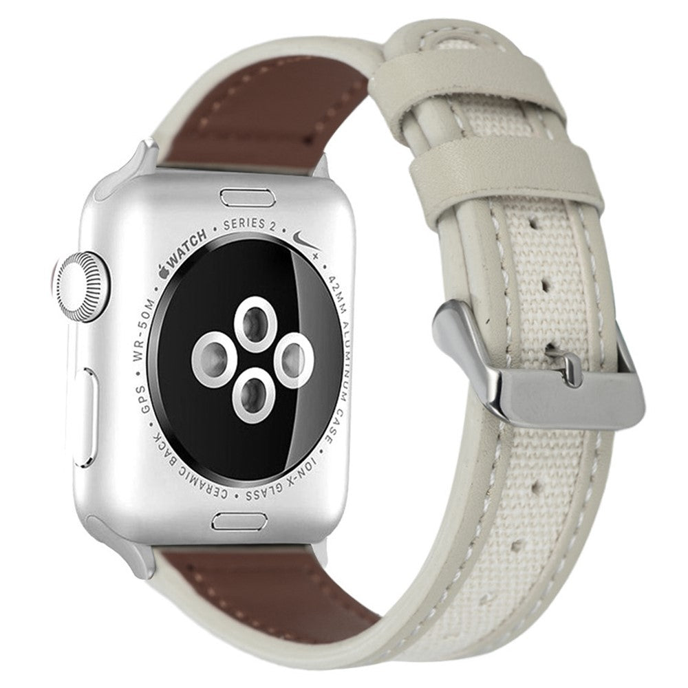 Flot Ægte Læder Universal Rem passer til Apple Smartwatch - Hvid#serie_5