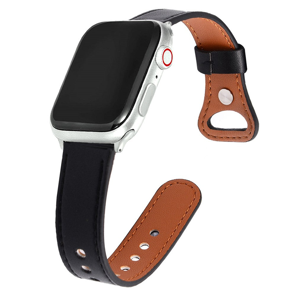 Super Flot Ægte Læder Universal Rem passer til Apple Smartwatch - Sort#serie_1