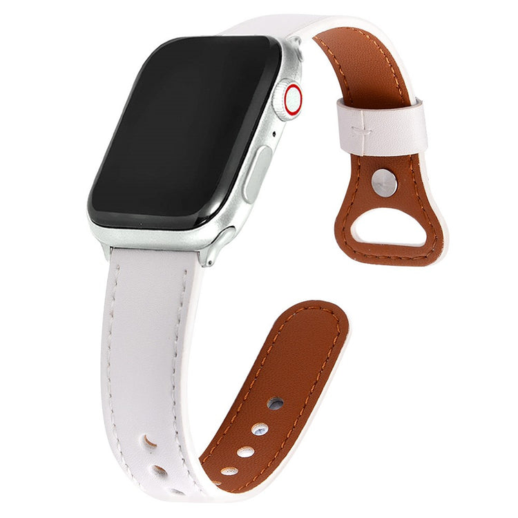 Super Flot Ægte Læder Universal Rem passer til Apple Smartwatch - Hvid#serie_4