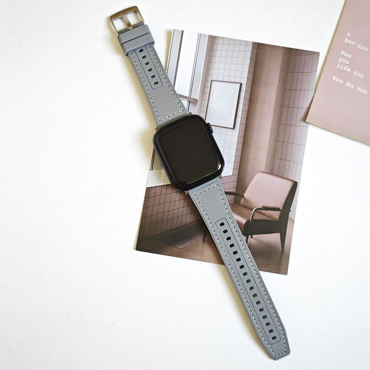 Helt Vildt Skøn Ægte Læder Universal Rem passer til Apple Smartwatch - Sølv#serie_8