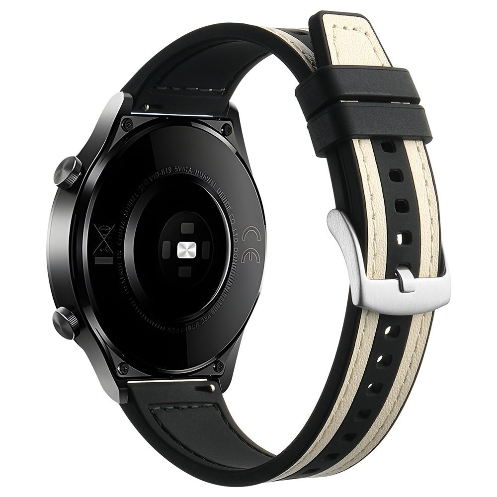 Vildt Cool Ægte Læder Og Silikone Universal Rem passer til Smartwatch - Hvid#serie_1