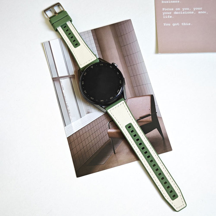 Vildt Cool Ægte Læder Og Silikone Universal Rem passer til Smartwatch - Grøn#serie_2