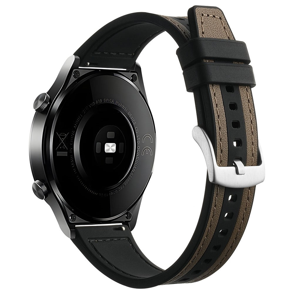Vildt Cool Ægte Læder Og Silikone Universal Rem passer til Smartwatch - Sort#serie_6