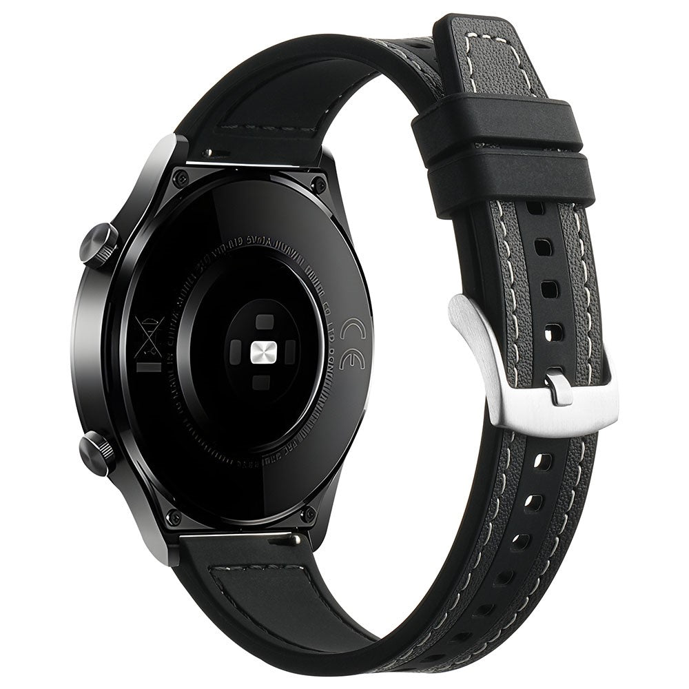 Vildt Cool Ægte Læder Og Silikone Universal Rem passer til Smartwatch - Sort#serie_7