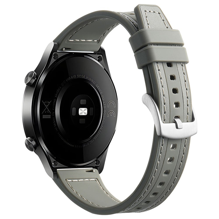 Vildt Cool Ægte Læder Og Silikone Universal Rem passer til Smartwatch - Sølv#serie_8