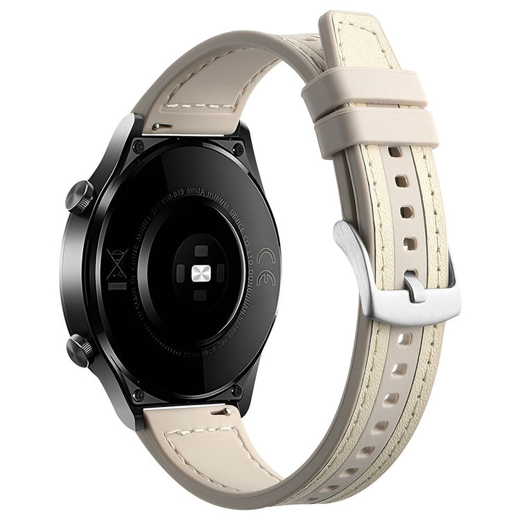 Vildt Cool Ægte Læder Og Silikone Universal Rem passer til Smartwatch - Hvid#serie_9